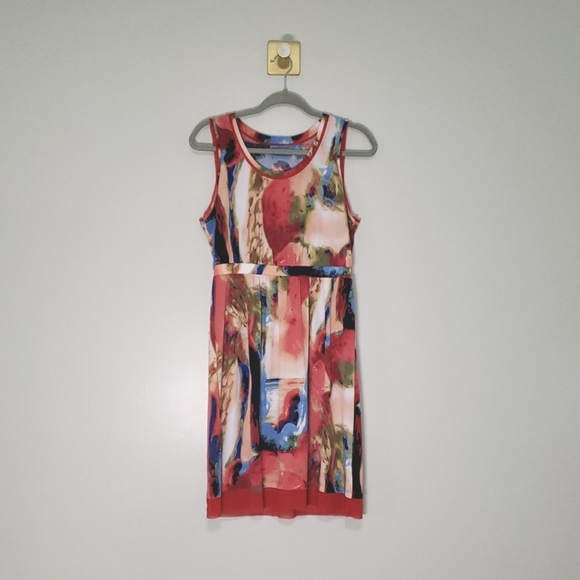Simply Vera Vera Wang Midi Dress Medium Multicolor Bold Maximalism Artsy Vibrant - Picture 1 of 13